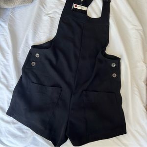 Black slouchy overalls romper
